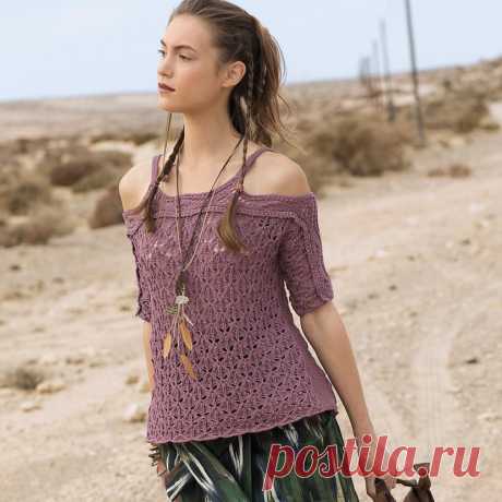 Ягодный топ с открытыми плечами