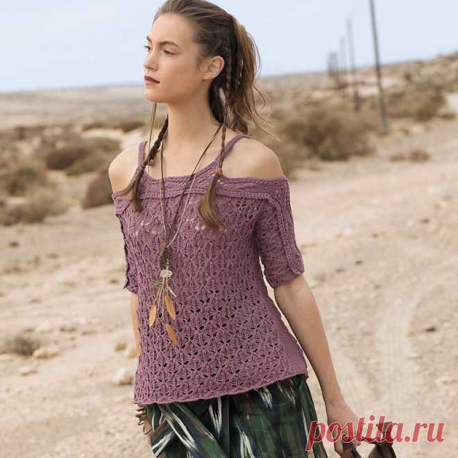 Ягодный топ с открытыми плечами