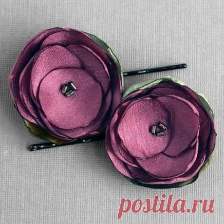 fabric flower hair pins