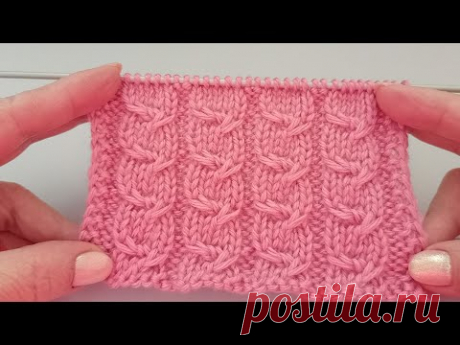 Красивый узор спицами для тёплых вязаных изделий.