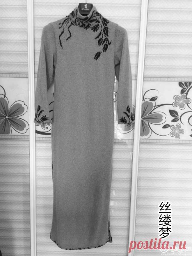 Черный тюльпан 175 000 Трикотажное женское платье в форме палки Intarsia Cheongsam Dress (Работы десятого конкурса вязания) - Учебное вязание - Вязание Life