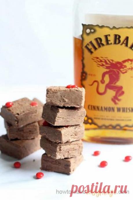 FIREBALL FUDGE: Three ingredient boozy fudge filled with fireball whiskey