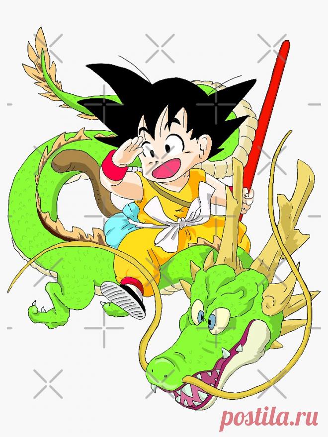Pegatina «Kid goku y shenron» de Wanderer88 | Redbubble