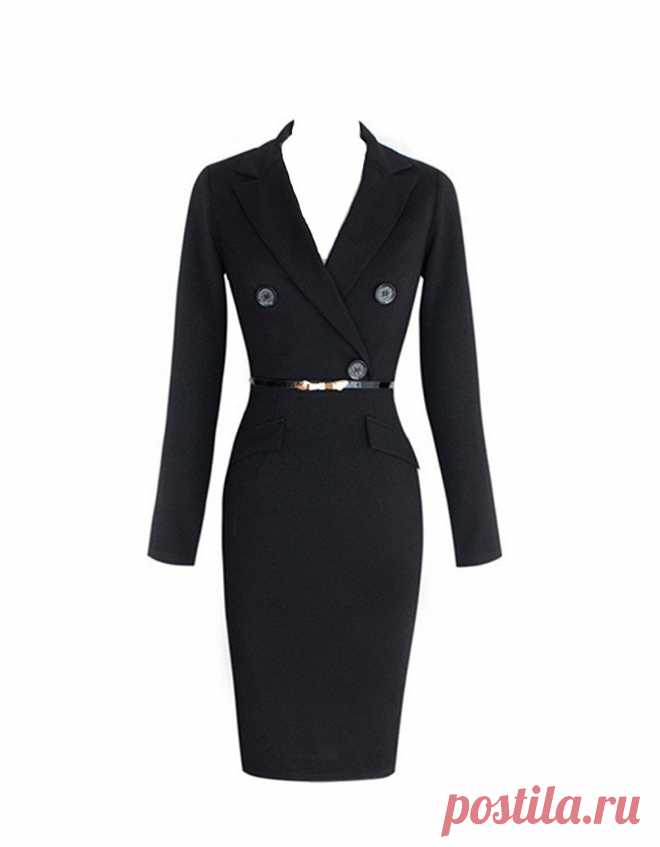 Ashlen Lady's 1950s Vintage Long Sleeve Plung V-neck A-Line Black Pencil Dress at Amazon Women’s Clothing store: