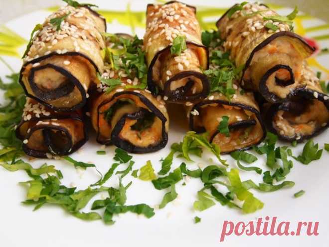 невероятно красивые и вкусные рулетики из баклажанов с рубленой курицей