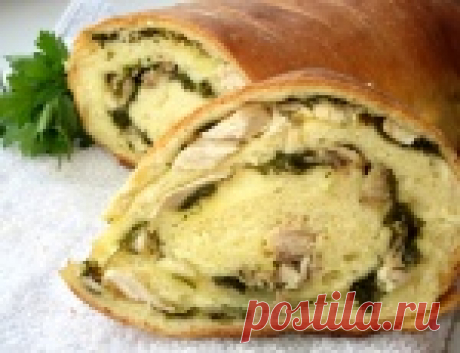 Рулет с курицей, твердым сыром и зеленью