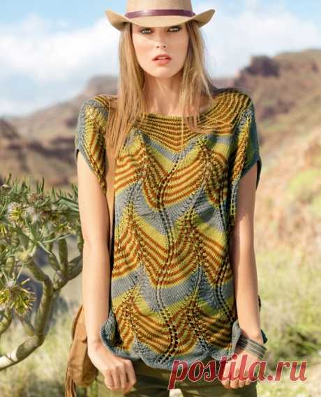 Джемпер с цветными «волнами»