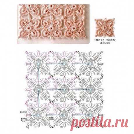 Ажурные мотивы для безотрывного вязания