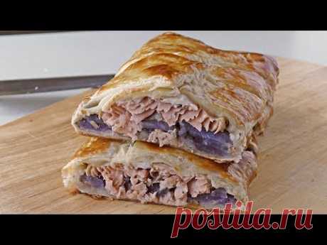 Слоёный пирог с горбушей и картофелем