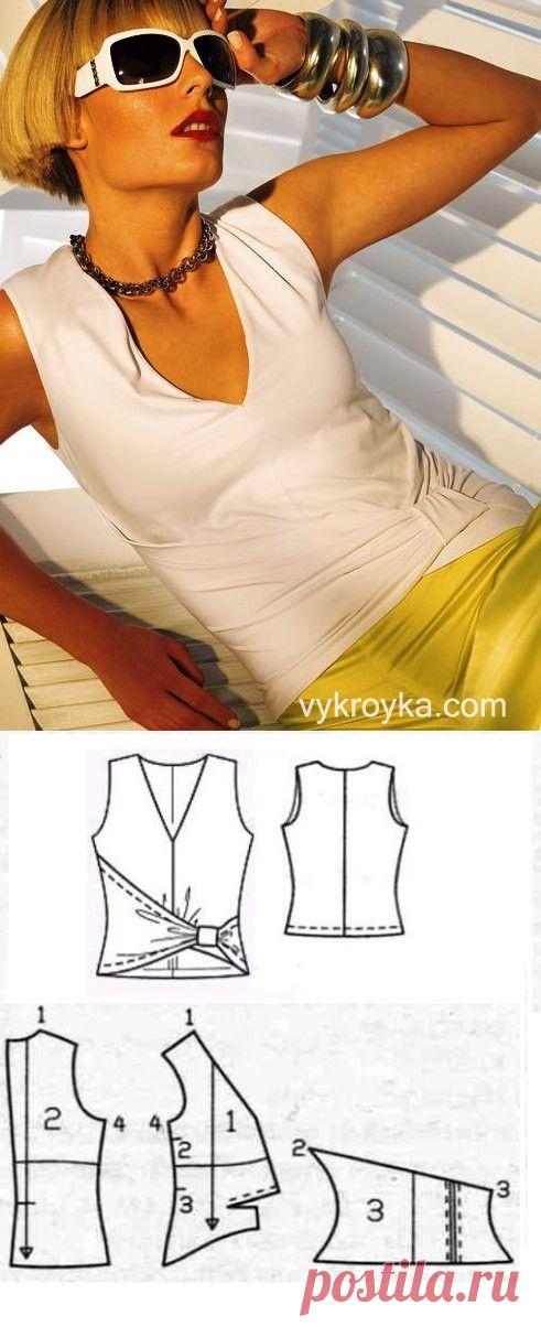Топ с асимметричным поясом и эффектом запаха. Выкройка + мастер-класс