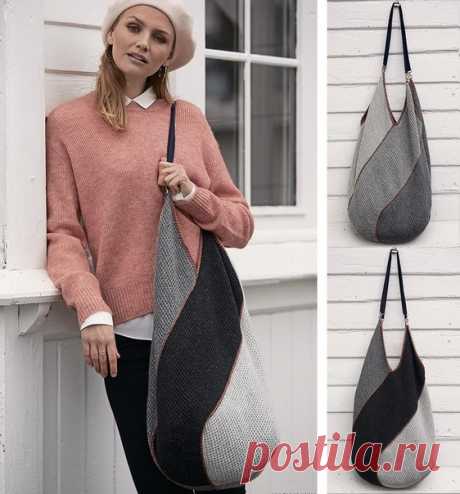 Объёмная сумка тунисским крючком. / knittingideas.ru