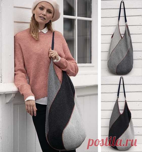 Объёмная сумка тунисским крючком. / knittingideas.ru