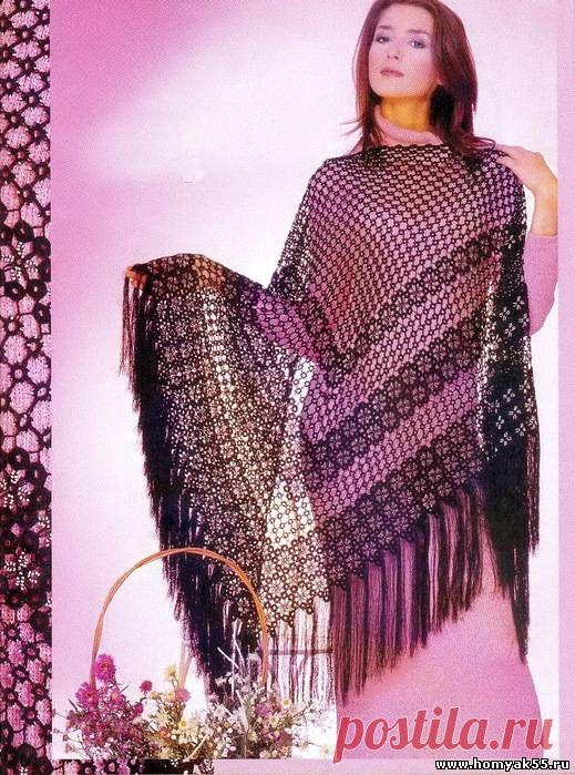 Шарфы, палантины, бактусы, шали крючком - Схемы и описания вязаных изделий | «Хомяк55.ру» сайт о вязании