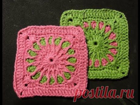 Квадрат с выпуклыми столбиками Вязание крючком CROCHET square - YouTube