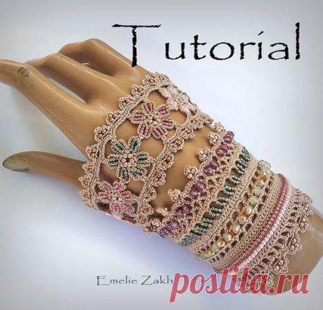 (6) Pattern crochet beaded bracelet .Exclusive Tutorial. ! PDF file containing instructions for making the crochet bracelet cuff