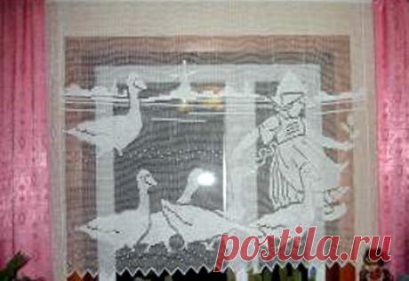 Занавеска «Гретхен и гуси» Схема вязания крючком занавески  «Гретхен и гуси»