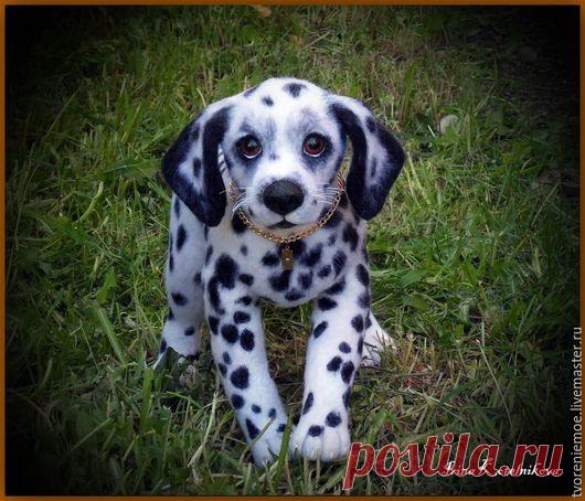 Купить Щенок далматинца. - чёрно-белый, щенок, щенок из шерсти, далматинец, далматин из шерсти