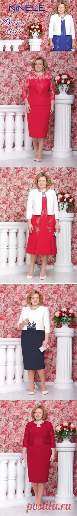 Нарядные платья и платья-двойки для полных женщин белорусской компании Ninele, весна 2017