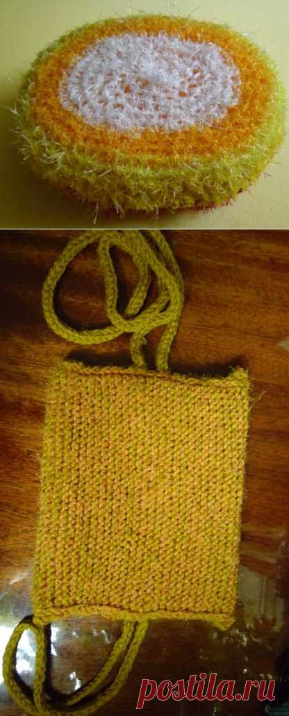 Вязание мочалок из сеток для овощей - крючком и спицами.