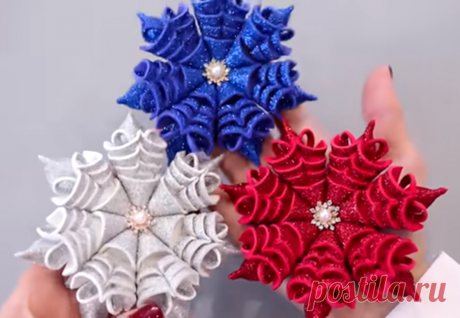 Снежинки из фоамирана своими руками