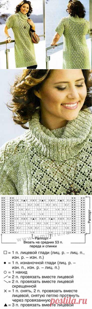 Платье с большим воротником и широкой ажурной полосой | Искусница