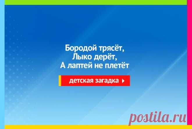 Бородой трясёт, Лыко дерёт, А лаптей не плетёт - Загадка