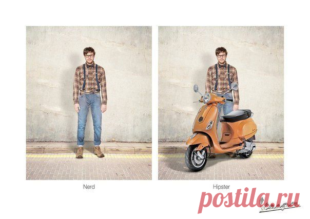 Реклама мотороллера Vespa: Из лоха - в хипстеры / Занимательная реклама