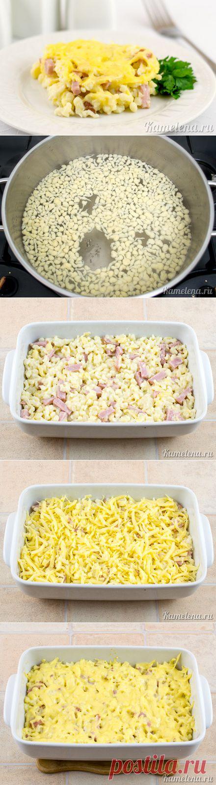 Шпецле с сыром и ветчиной