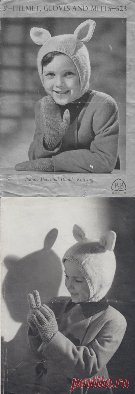 vintage knitting pattern childrens 1940s bunny rabbit ears hat