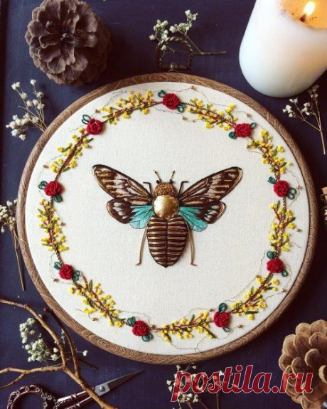 Вышитые насекомые от Хамайры Бинт Альтаф