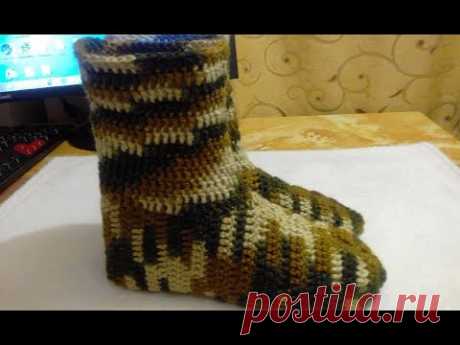 САПОЖКИ - НОСКИ КРЮЧКОМ МУЖСКИЕ. МАСТЕР КЛАСС. САМЫЙ ПРОСТОЙ СПОСОБ!!