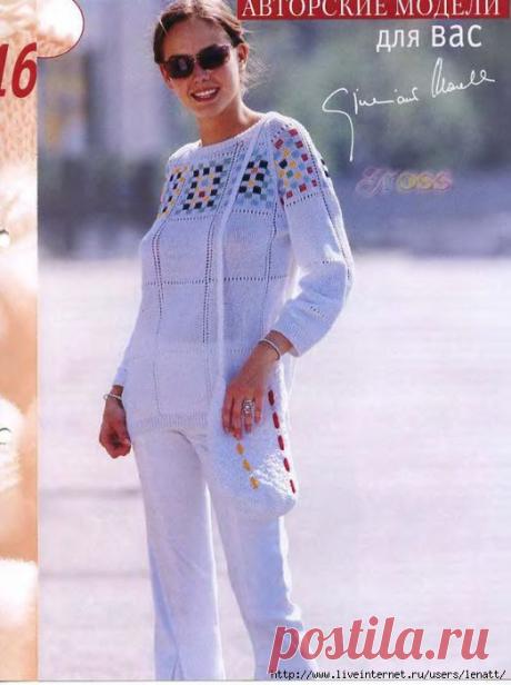 Спицы.Пуловер с орнаментом.