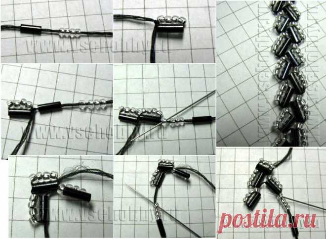 Техника плетения цепочки из стекляруса / Основы бисероплетения / Biserok.org