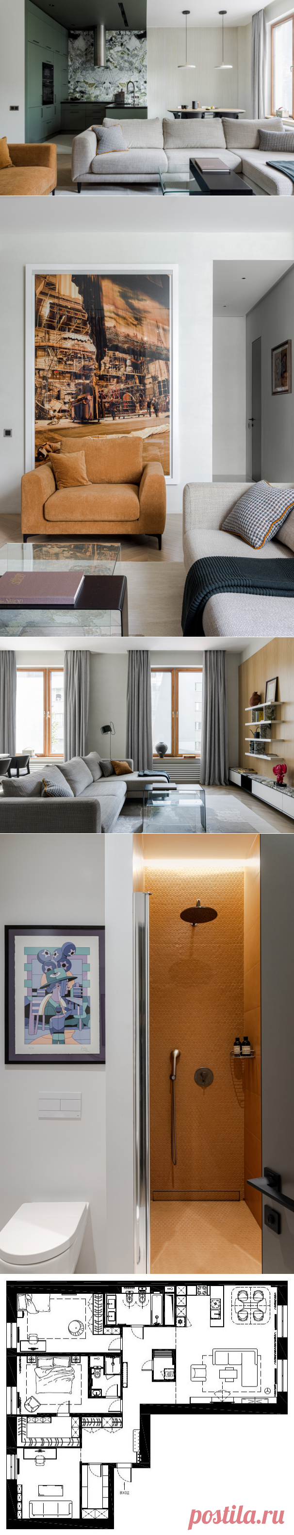 Houzz тур: Квартира с зелёным мрамором и отпечатком наутилуса | Houzz Россия