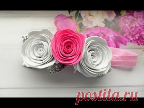 Повязка на голову Розы из фоамирана без шаблона / Rose of tameran without a template