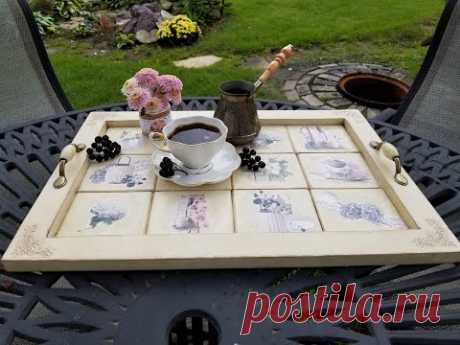 Поднос из подрамника. Имитация керамической плитки. DIY tray. Imitation of ceramic tiles.