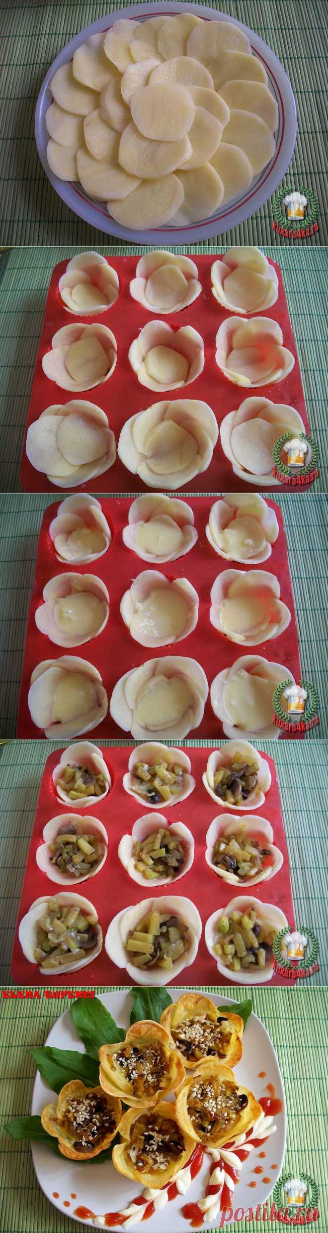 "картофельные цветы "с начинкой - Простые рецепты Овкусе.ру