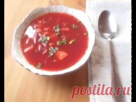 Постный борщ с печёной свёклой, квашеной капустой и фасолью
