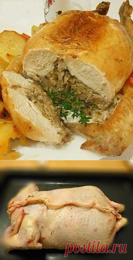 Праздничная фаршированная курица без костей - рецепт и способ приготовления, ингридиенты | sloosh