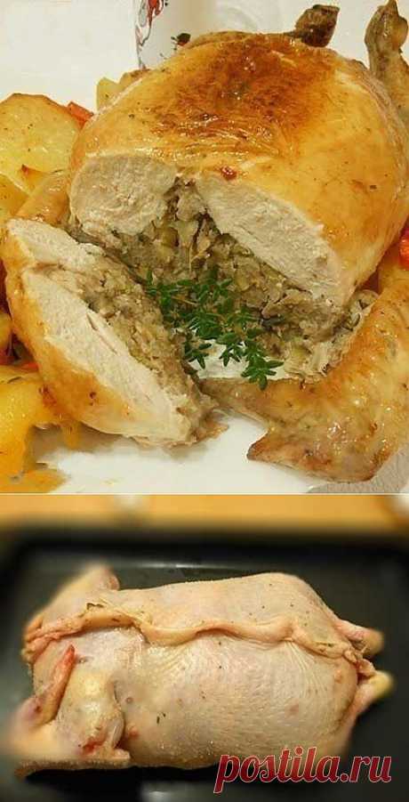 Праздничная фаршированная курица без костей - рецепт и способ приготовления, ингридиенты | sloosh