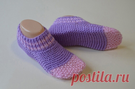 Seamless Two-Needle Knitted Slippers