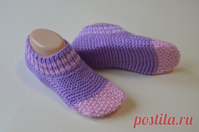 Seamless Two-Needle Knitted Slippers