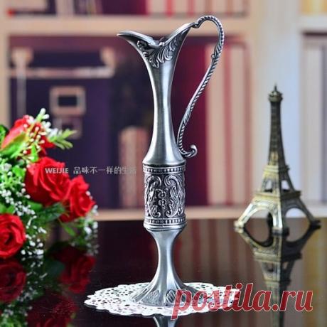 Пьютер покрытие металл цветок ваза для домашнее украшение купить на AliExpress