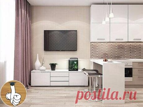 Дизайн интерьера кухни и гостиной