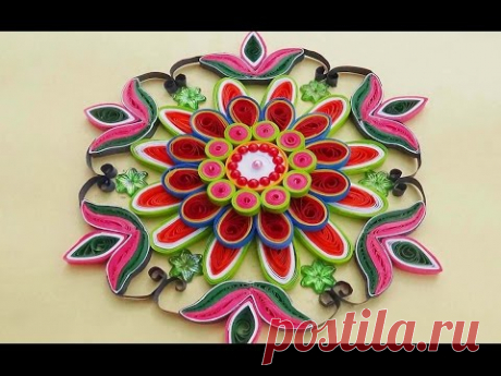 Paper Quilling |Easy and simple rangoli using flowers | Creative rangoli designs for Diwali festival