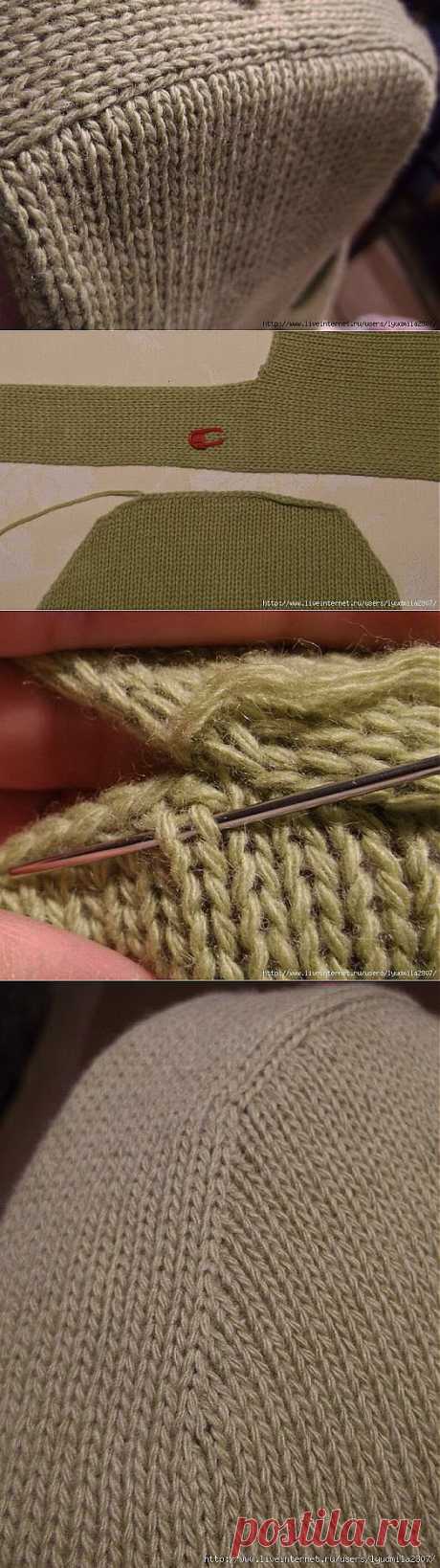 Как красиво вшить рукав в вязаном спицами изделии.