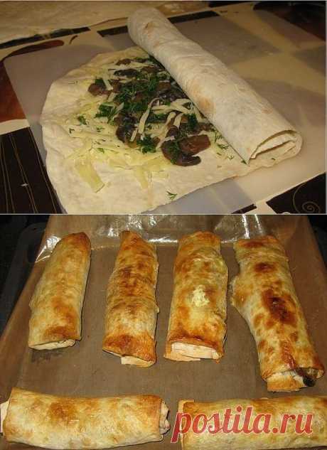 Грибной рулет из лаваша
