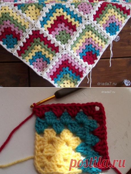 Плед из мотивов квадратами