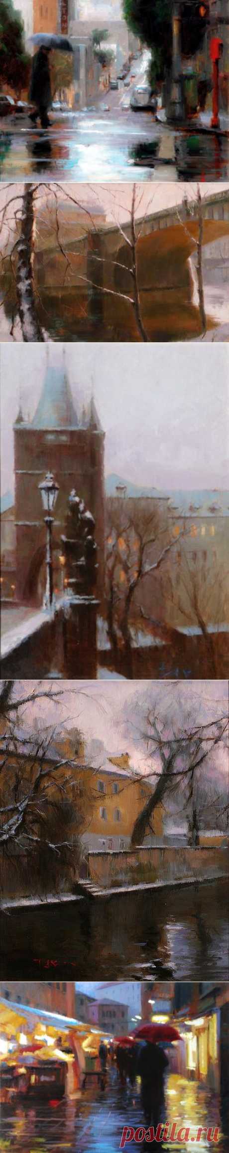 Блюз дождя. Пейзажи корейской художницы Tae Park (Тэ Парк).