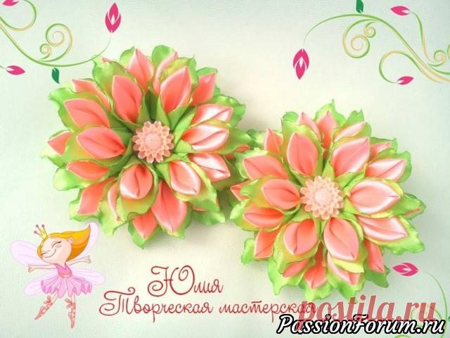 Весенний цветок канзаши бюджетный мастер класс